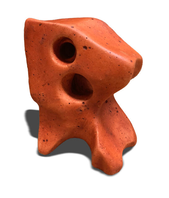 direct carving, plaster and shoe polish, 3-3/4" x 3-1/4" x 4-5/8"