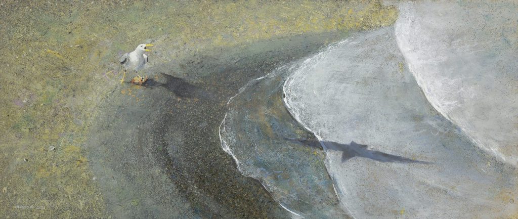 oil on cradled wood panel, 14-1/4" x 33"