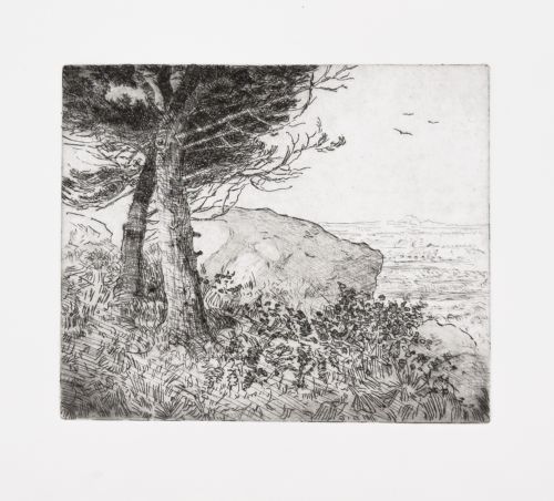 Intaglio print. Etching and drypoint, copper plate: 22.2 x 18.7 cm.